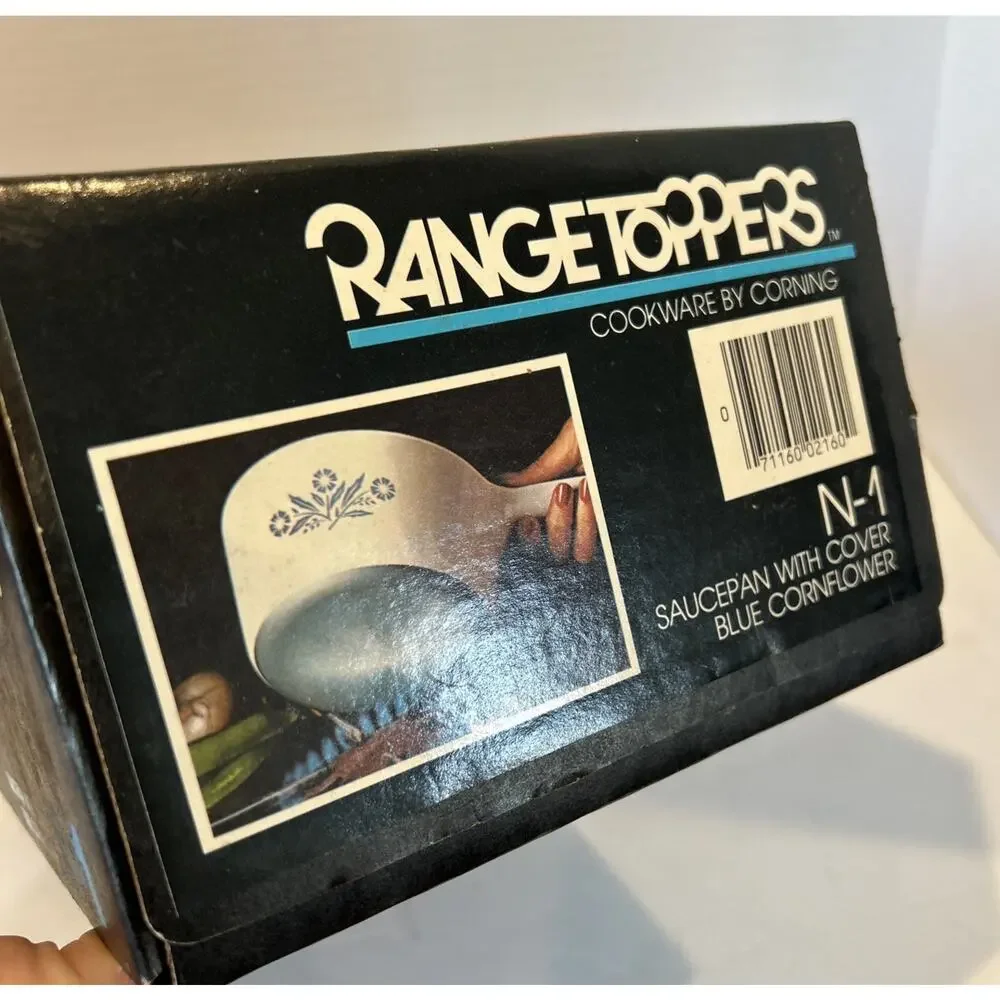READ New Sealed Vtg 1980 Corningware RangeToppers skillet w/top Blue Cornflower